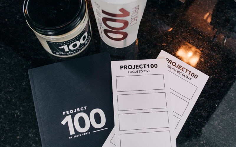 project 100 notebook and supplies